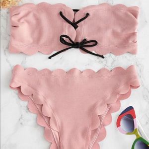 Zaful Pink Scalloped Swimsuit